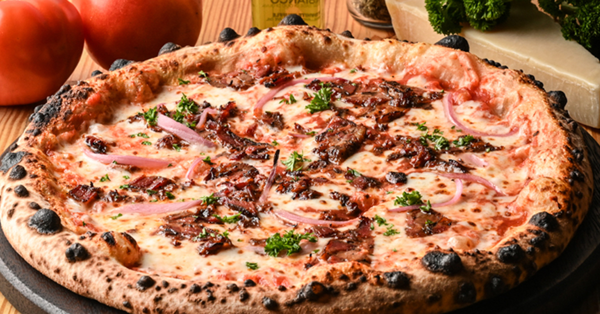 12 por Pizza "Meat Jesus" de 10 " estilo napolitana de masa delgada y borde esponjoso preparada